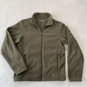 REI Polartec Classic Fleece Jacket Mens Size S Olive Green Full Zip Gorpcore